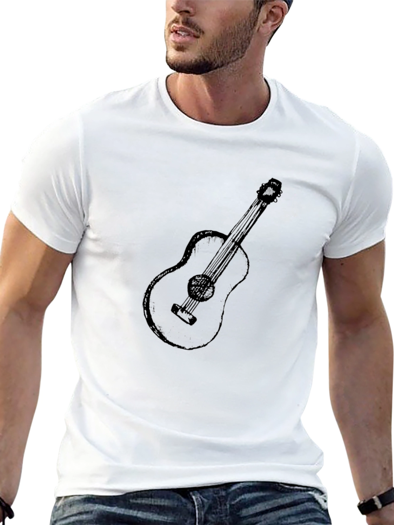 Guitar Graphic Black T-Shirt | Classic Tee
