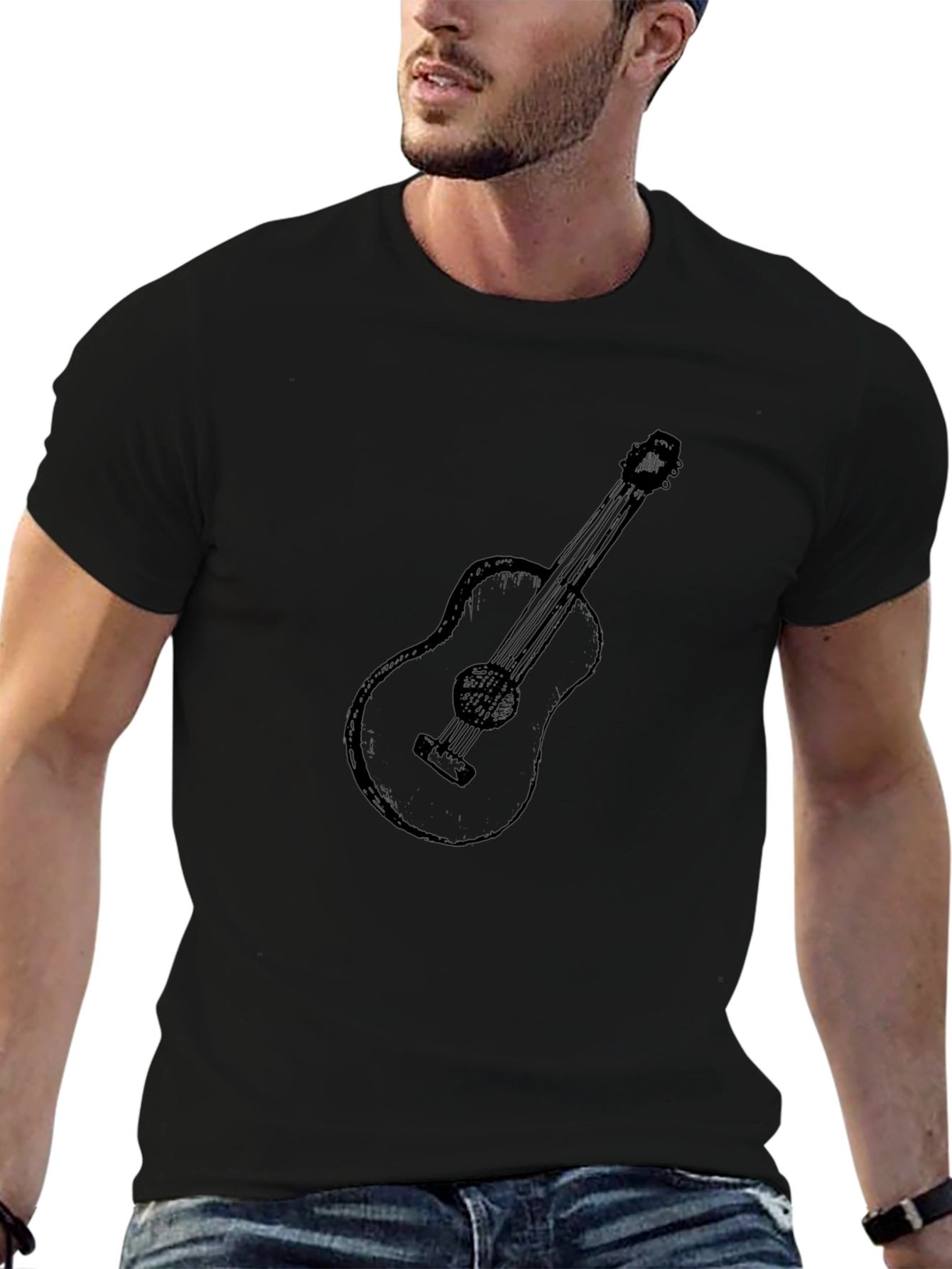 Guitar Graphic Black T-Shirt | Classic Tee