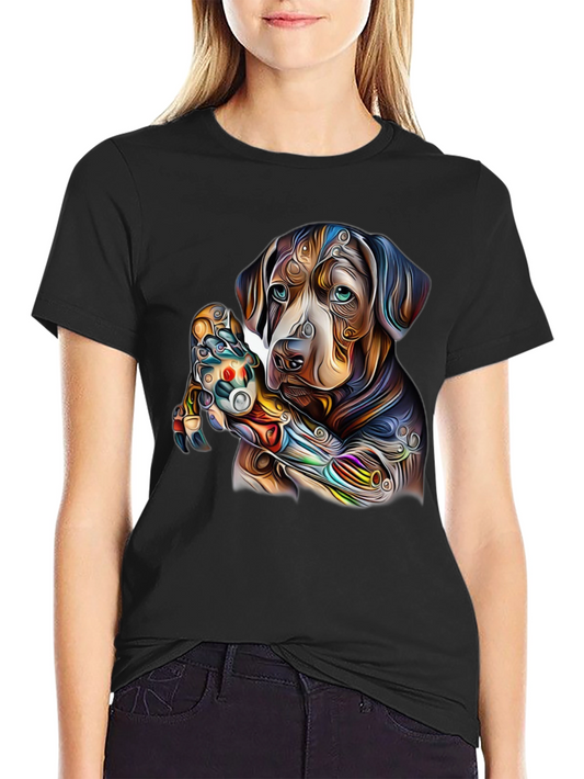 Colorful Dog Art Graphic Print Tee