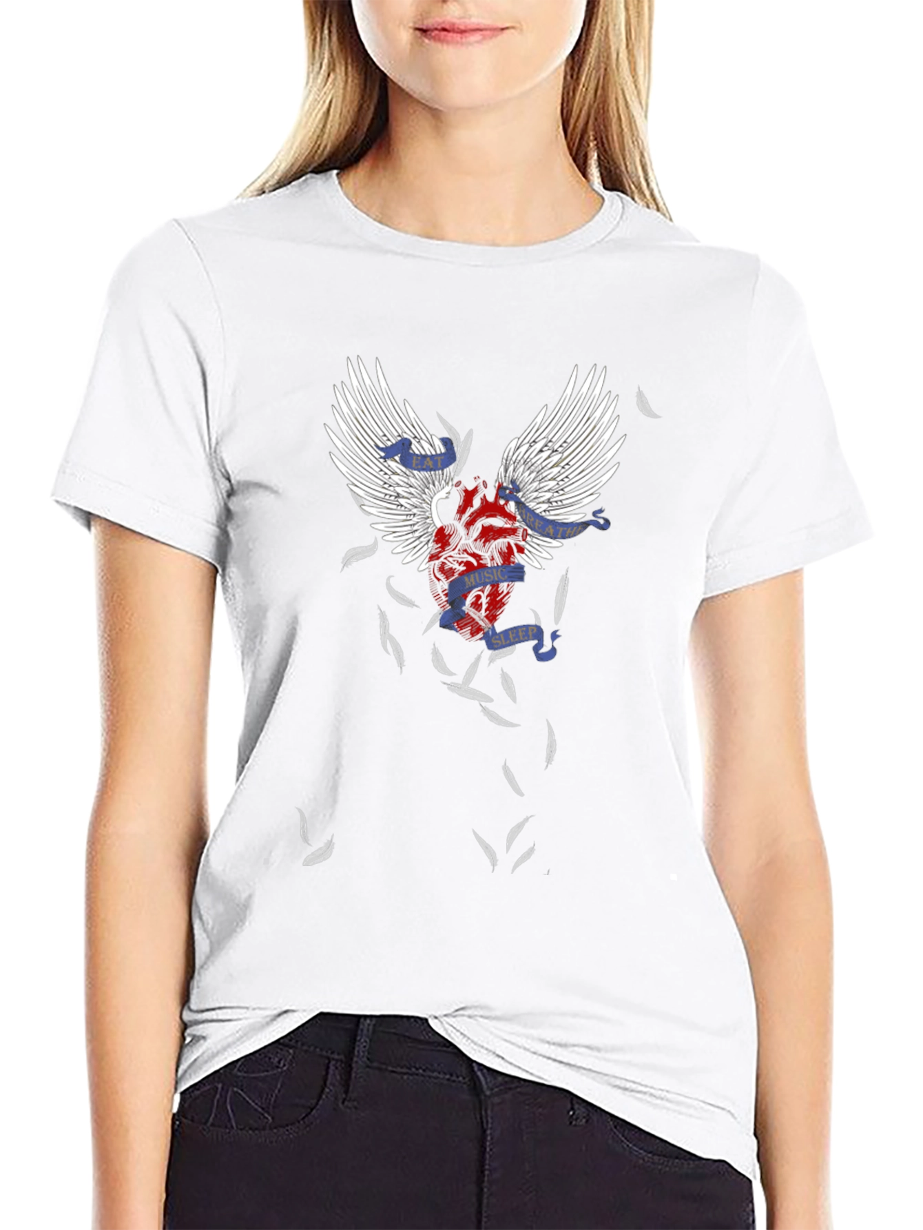 Winged Heart Graphic Tee - Music Sleep Breathe