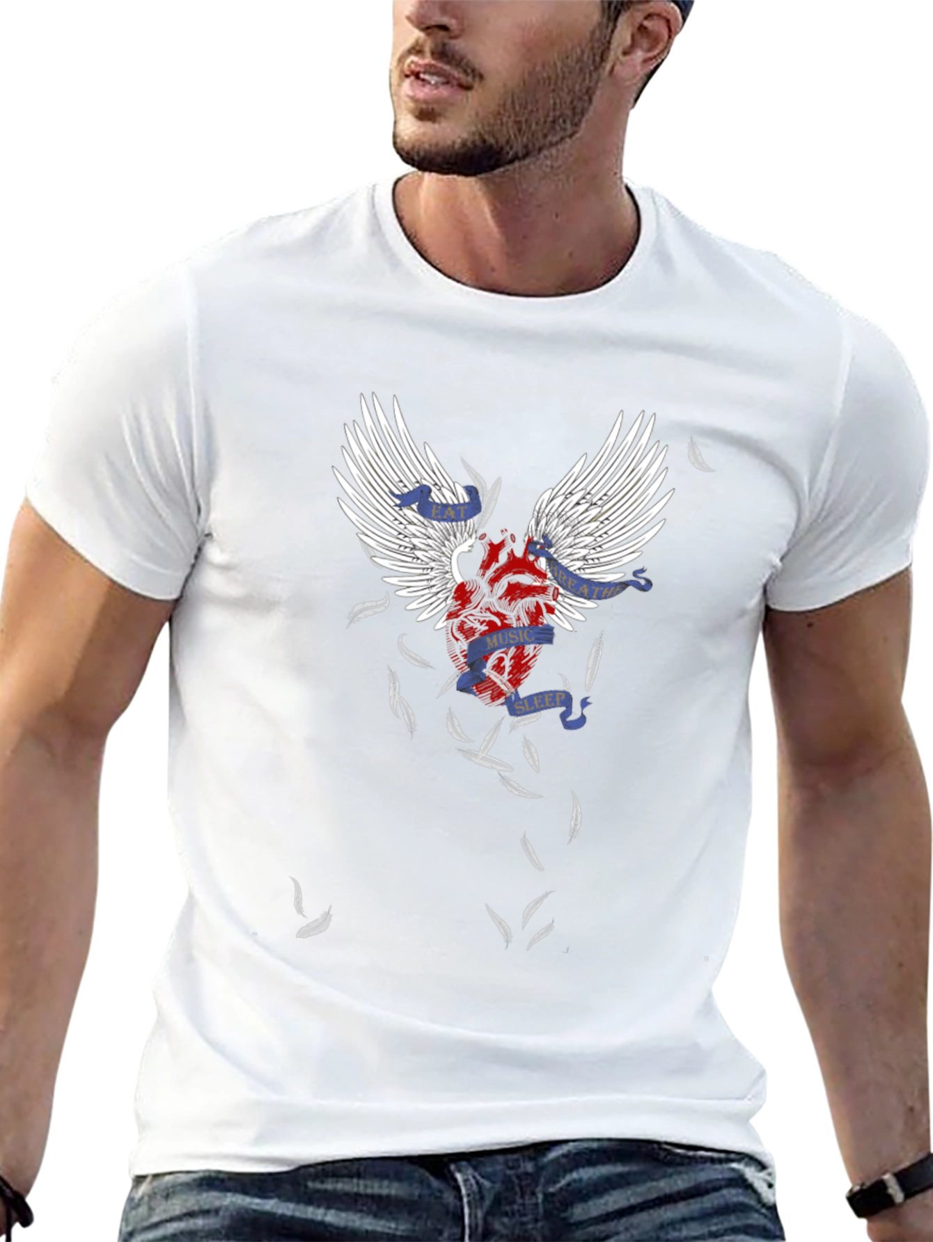 Winged Heart Graphic Tee - Music Sleep Breathe