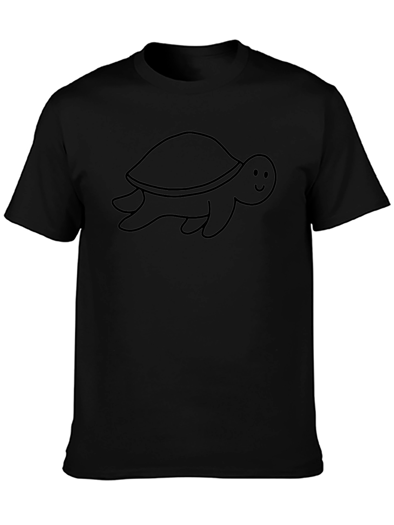 Cute Turtle Graphic Black Tee