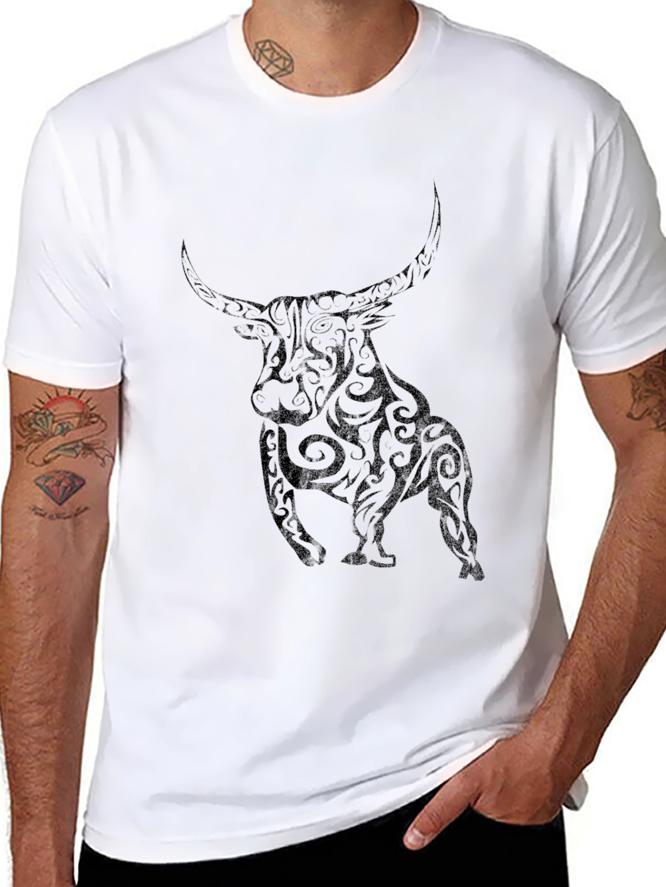 Black Tribal Bull Graphic Tee