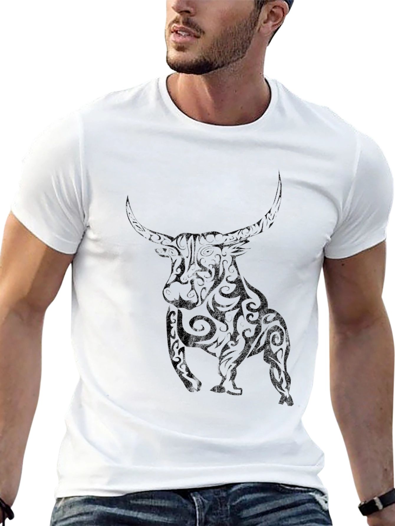 Black Tribal Bull Graphic Tee