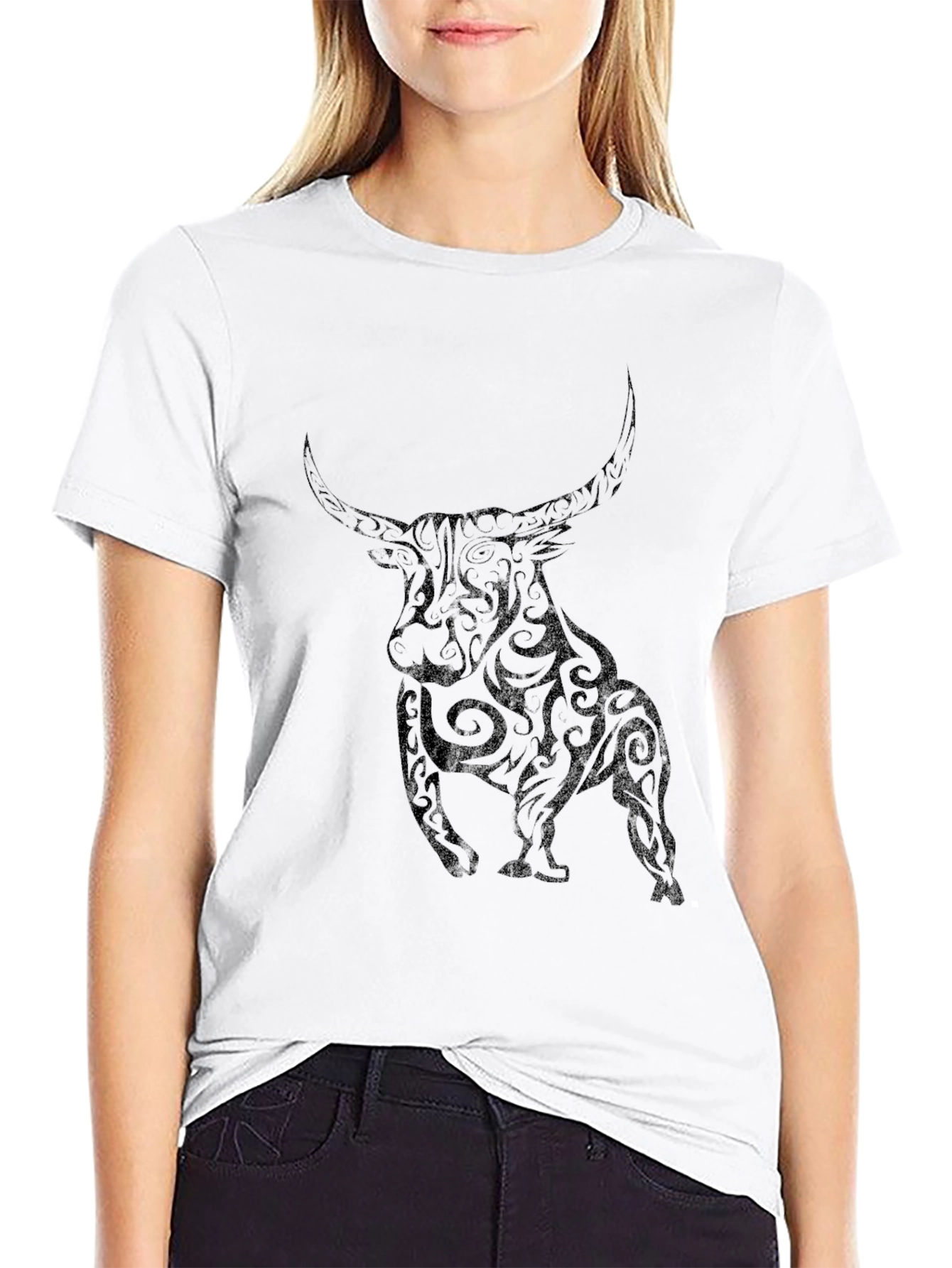 Black Tribal Bull Graphic Tee