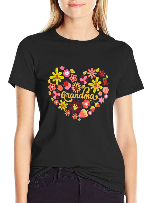 Grandma Floral Heart T-Shirt - Cute & Comfortable!