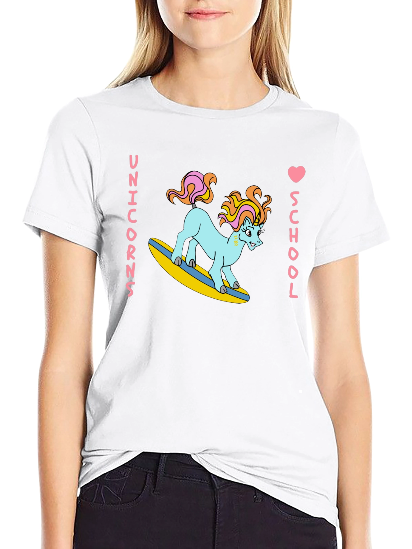 Unicorns Love School Black T-Shirt