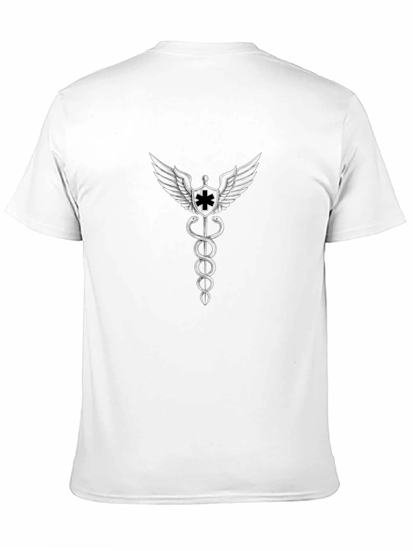 Black Caduceus Graphic Tee - Medical Symbol Shirt