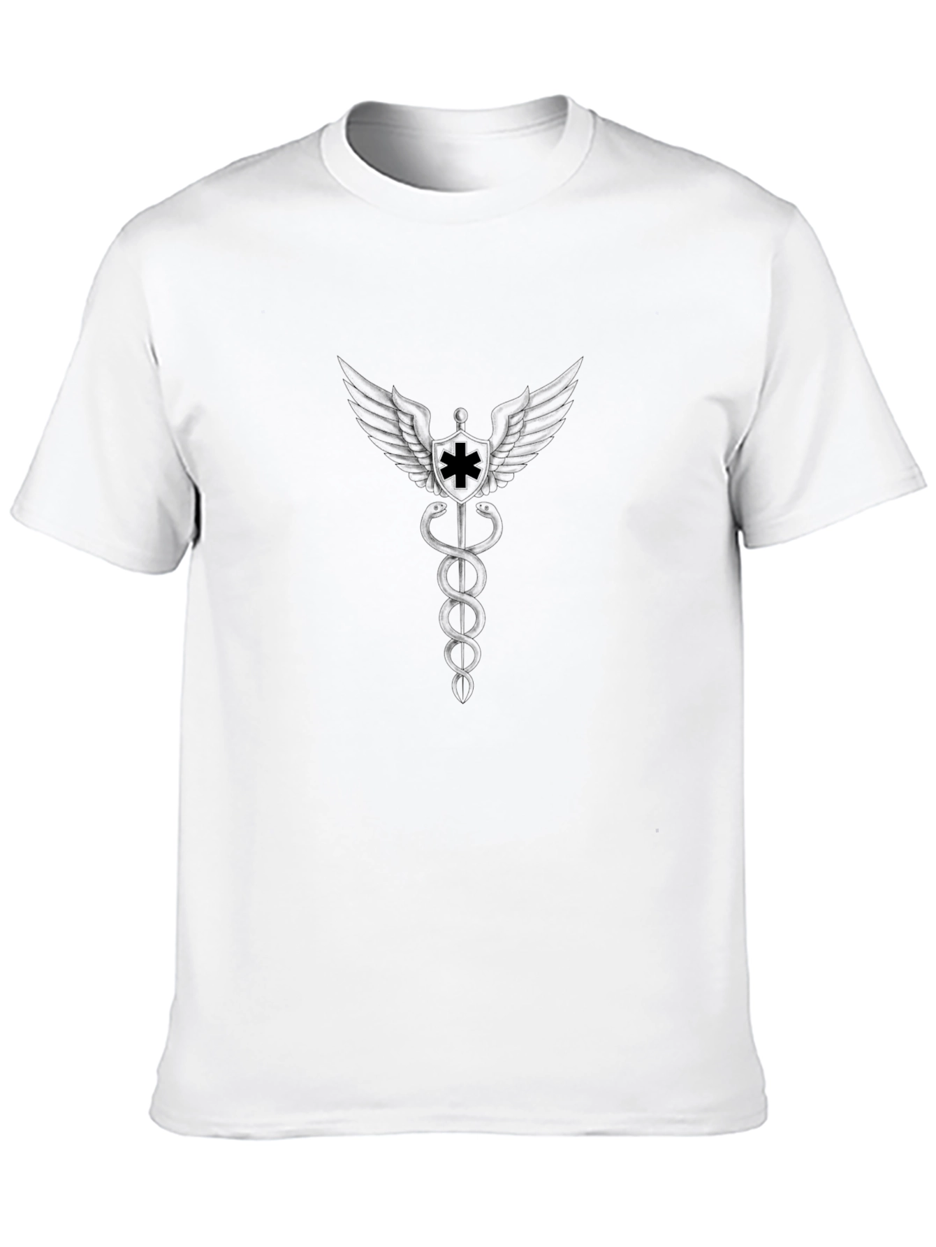 Black Caduceus Graphic Tee - Medical Symbol Shirt