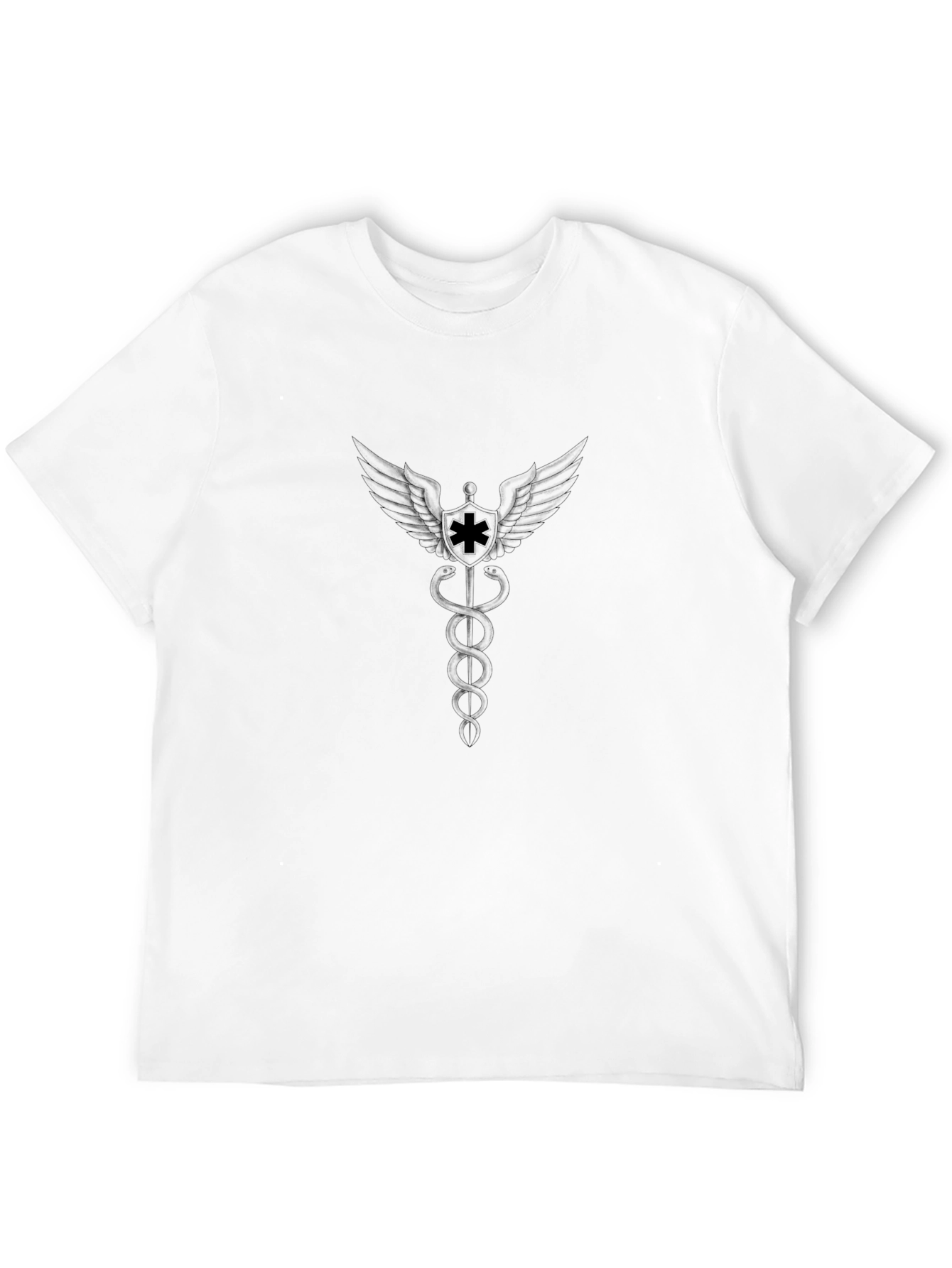 Black Caduceus Graphic Tee - Medical Symbol Shirt