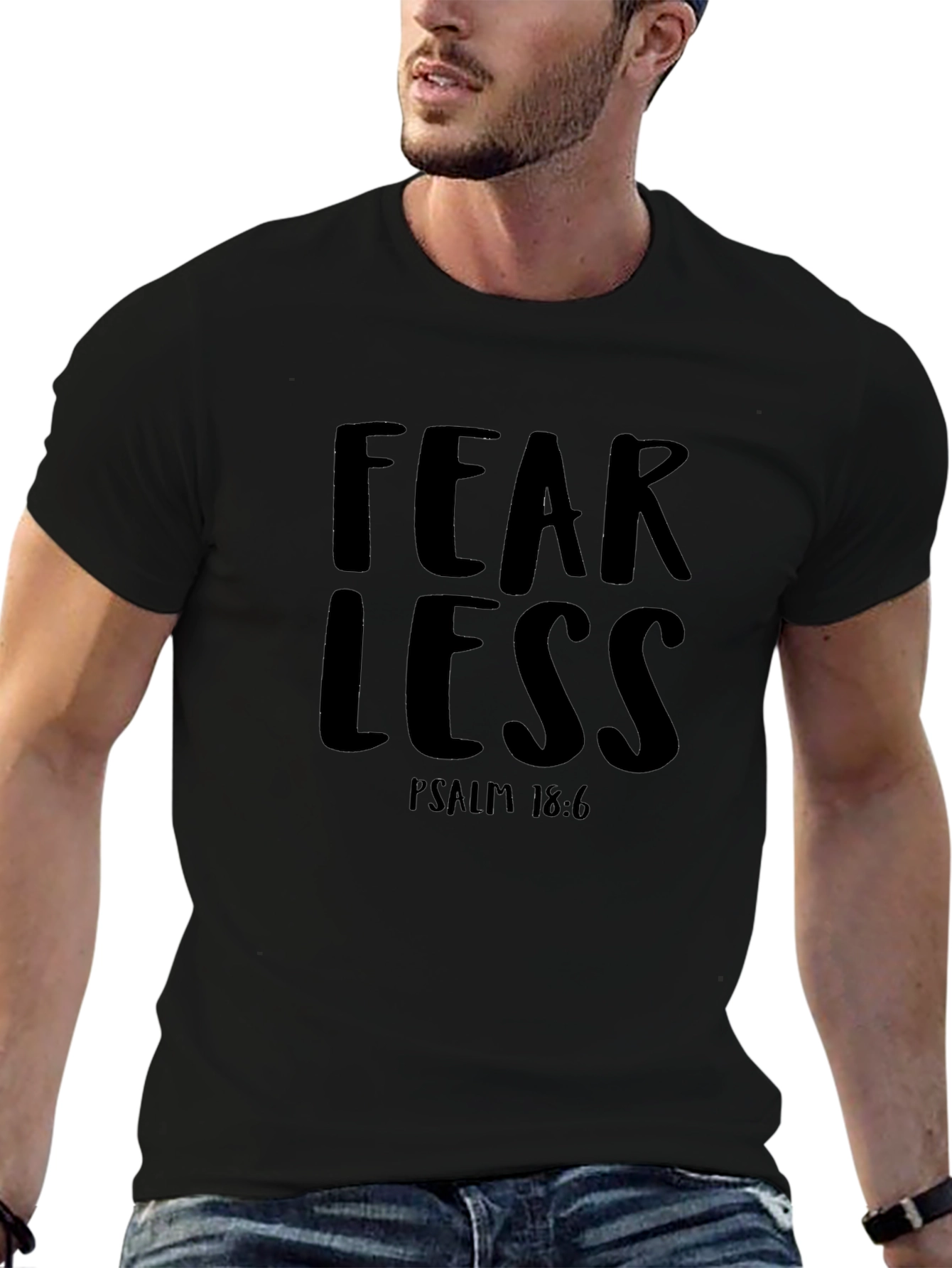 Fearless Psalm 18:6 Graphic Tee - Black Cotton T-Shirt