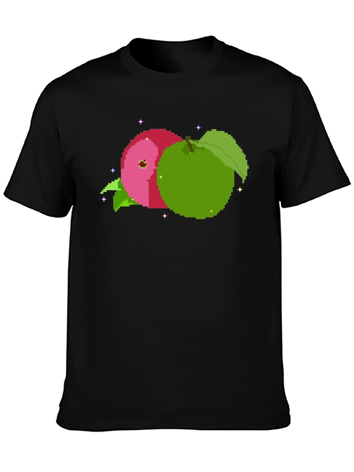 Pixel Apples Black T-Shirt - Retro Gaming Style