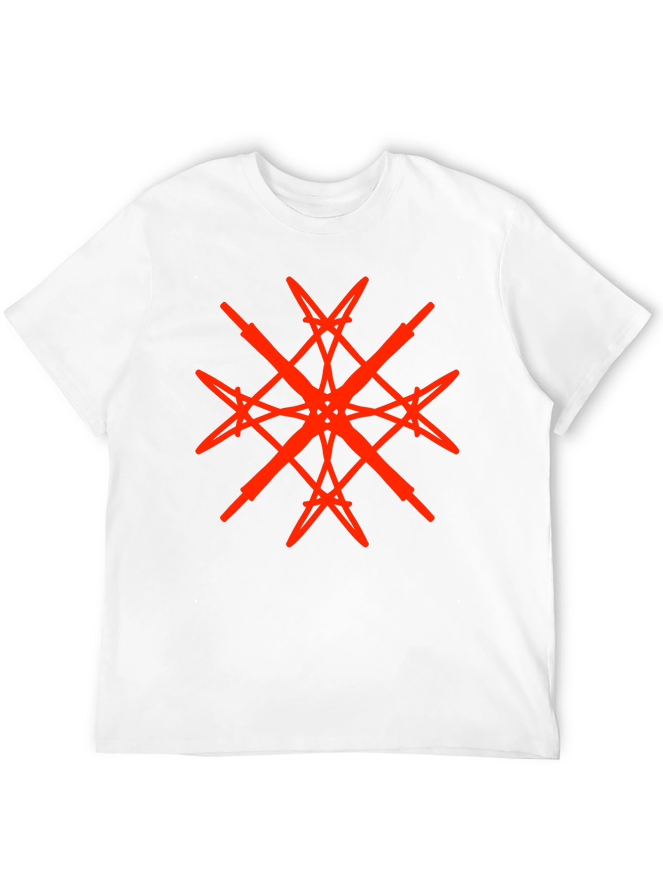 Geometric Red Graphic Print Black T-Shirt