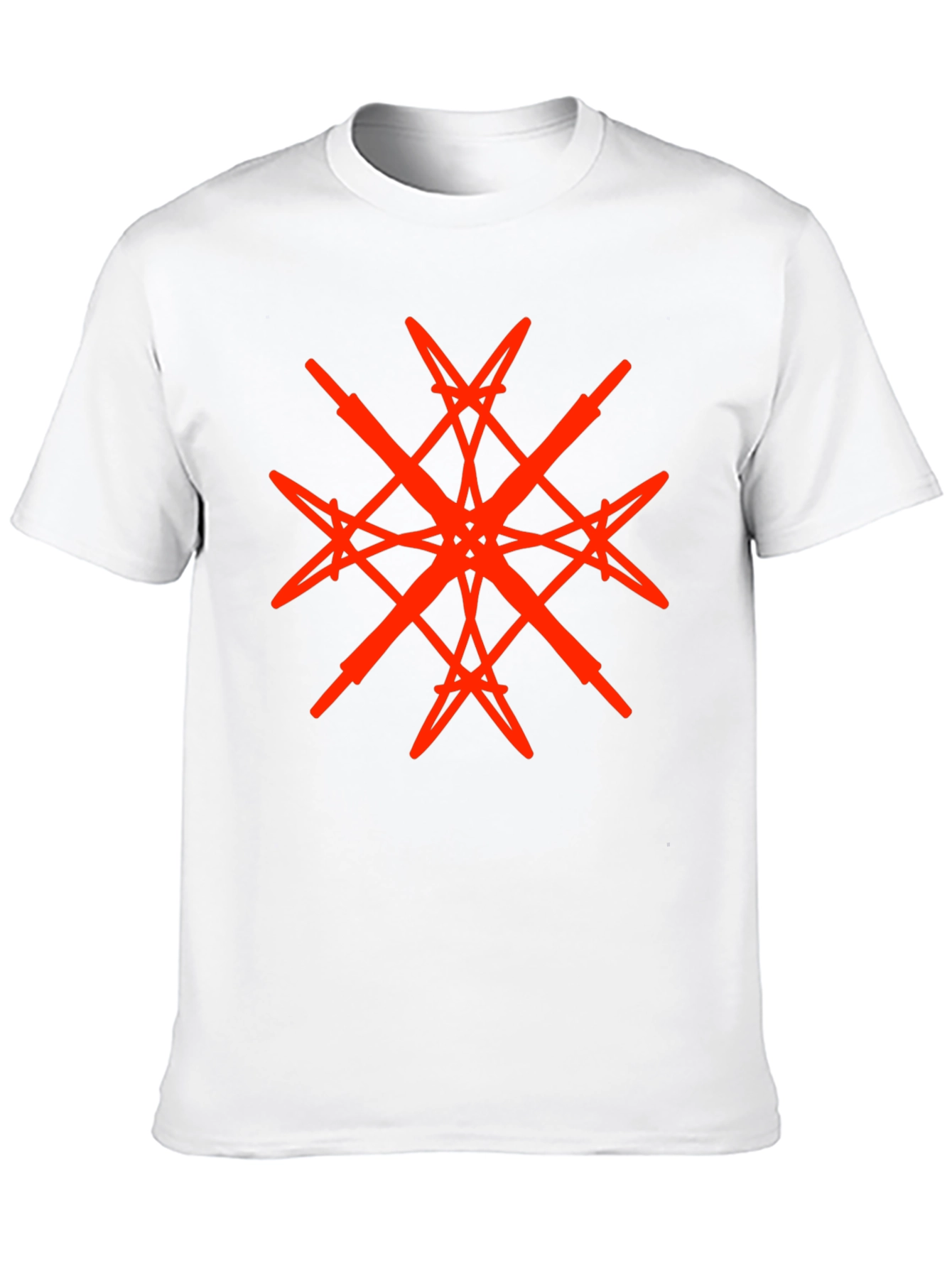 Geometric Red Graphic Print Black T-Shirt