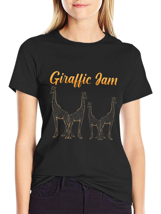 Giraffe Jam Black T-Shirt - Unique Design
