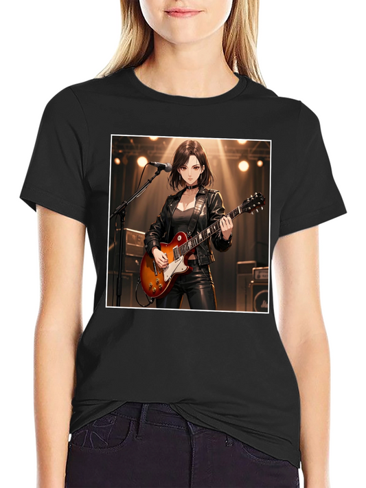Guitarist Girl Black T-Shirt