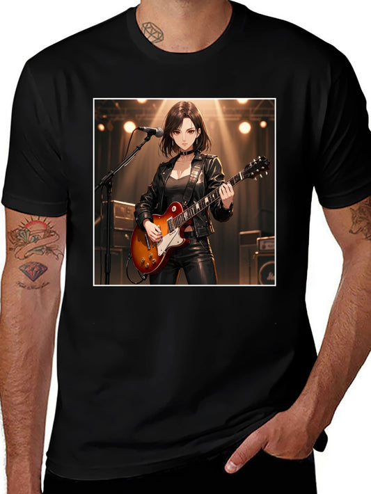 Guitarist Girl Black T-Shirt