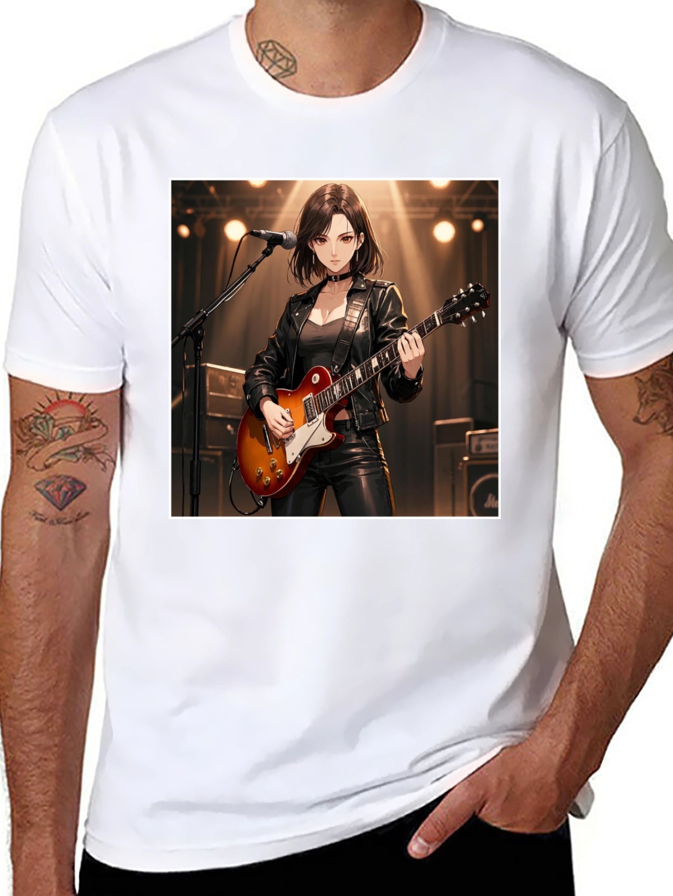 Guitarist Girl Black T-Shirt