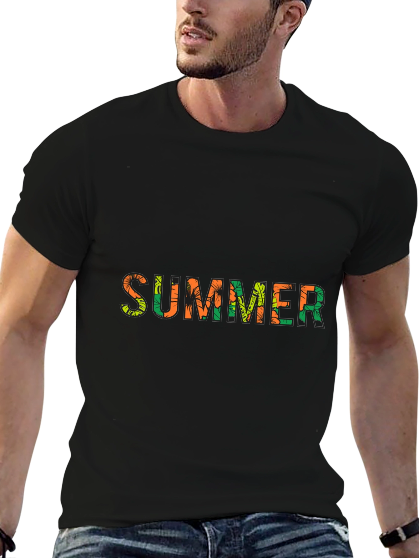 Summer Print Black T-Shirt