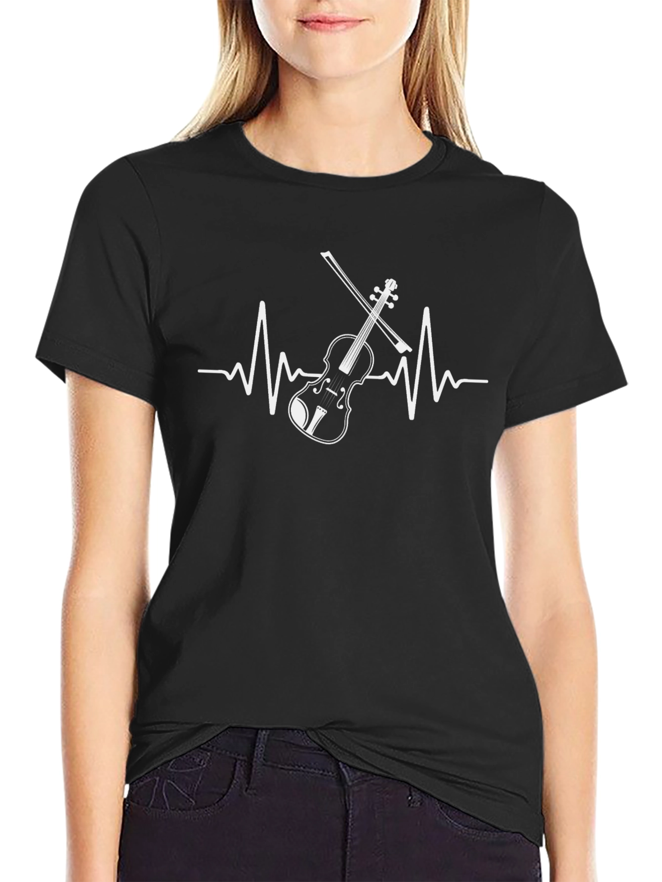 Violin Heartbeat T-Shirt - Music Lover Tee