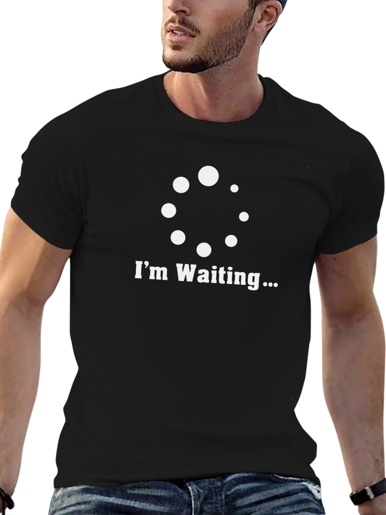Im Waiting Graphic T-Shirt - Black Casual Tee