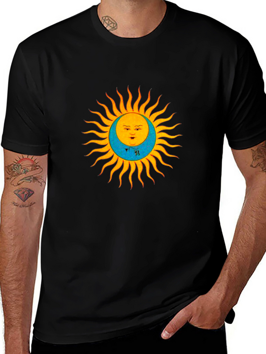 Celestial Sun & Moon Graphic Tee - Black