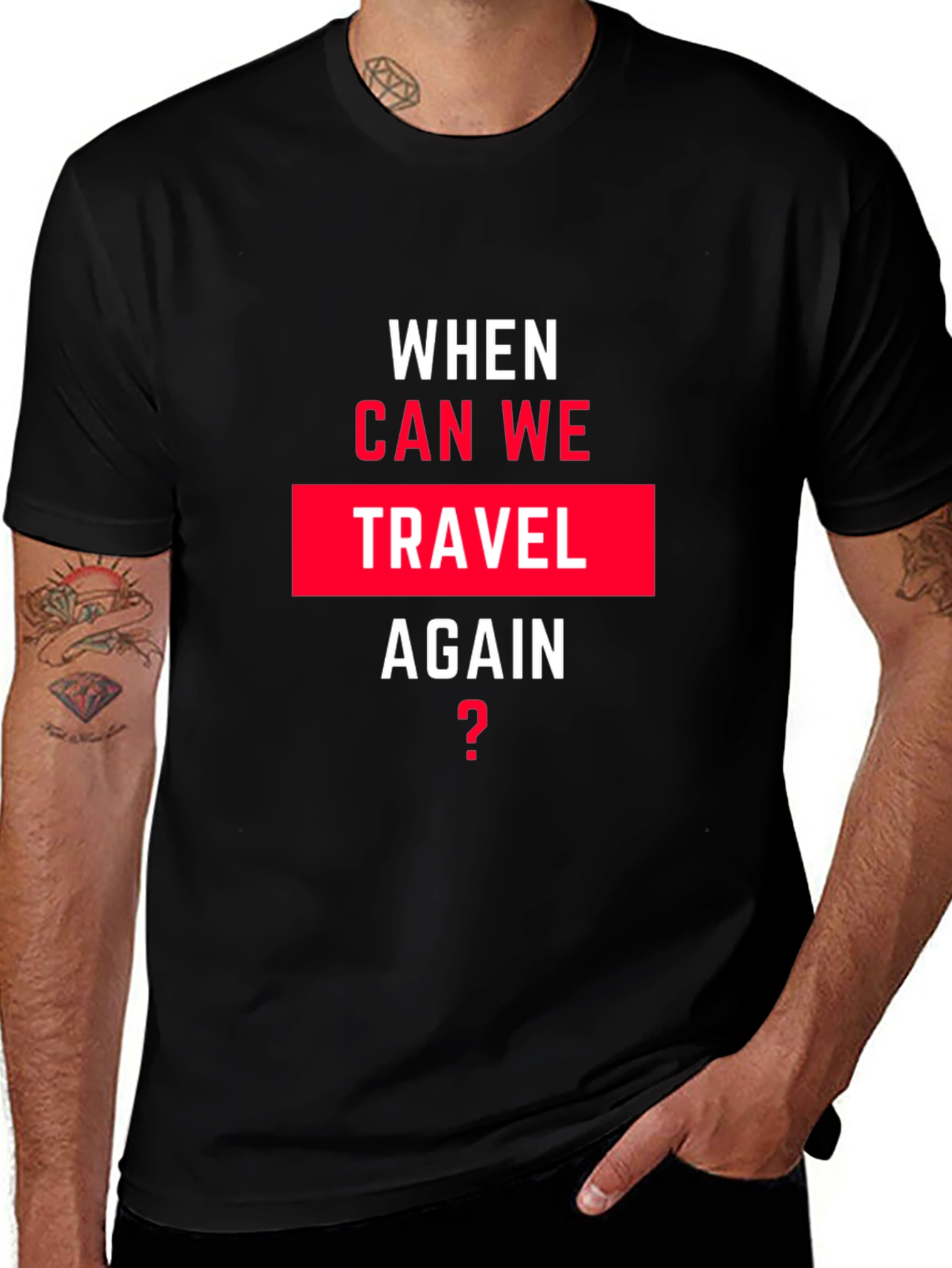 When Can We Travel Again Black Graphic Tee