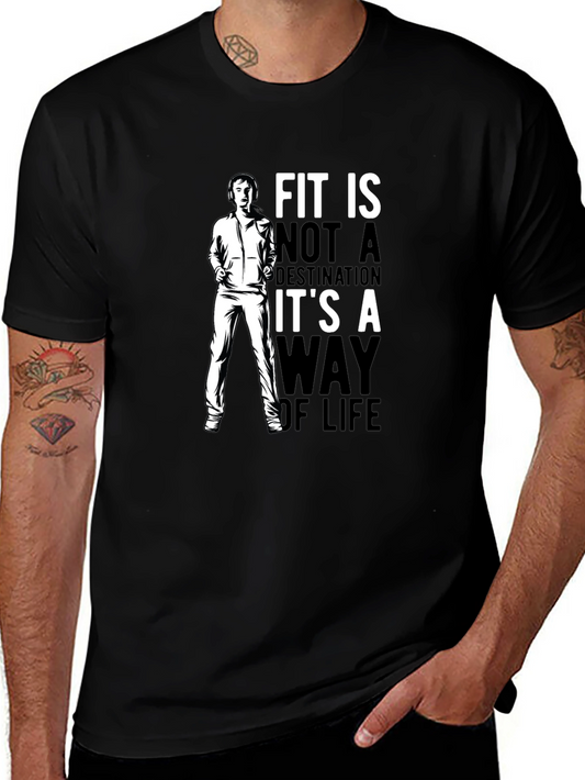 Fit is a Way of Life Black Graphic T-Shirt