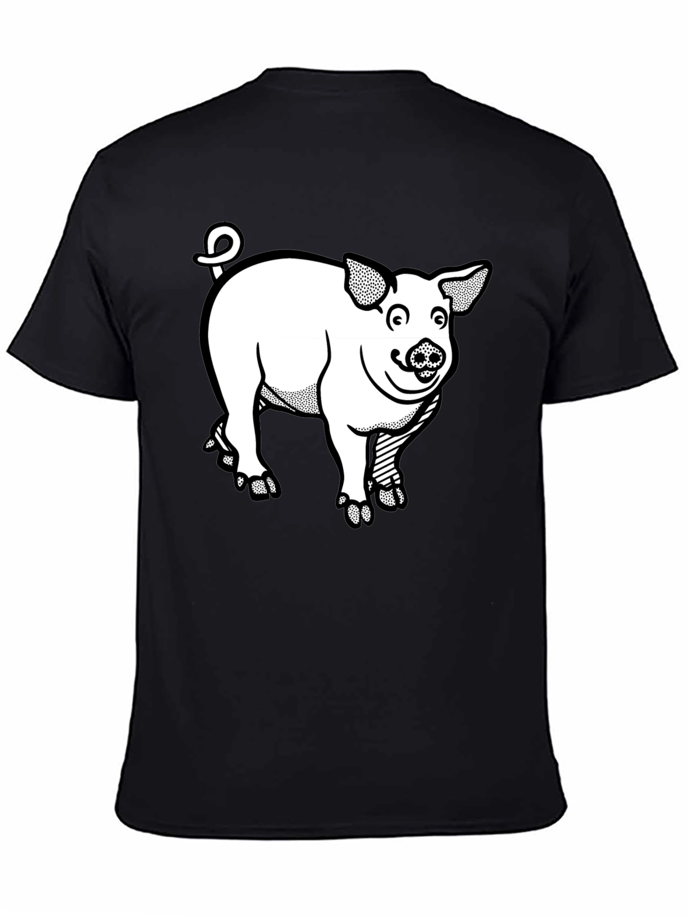 Pig Graphic T-Shirt - Black Crew Neck Tee