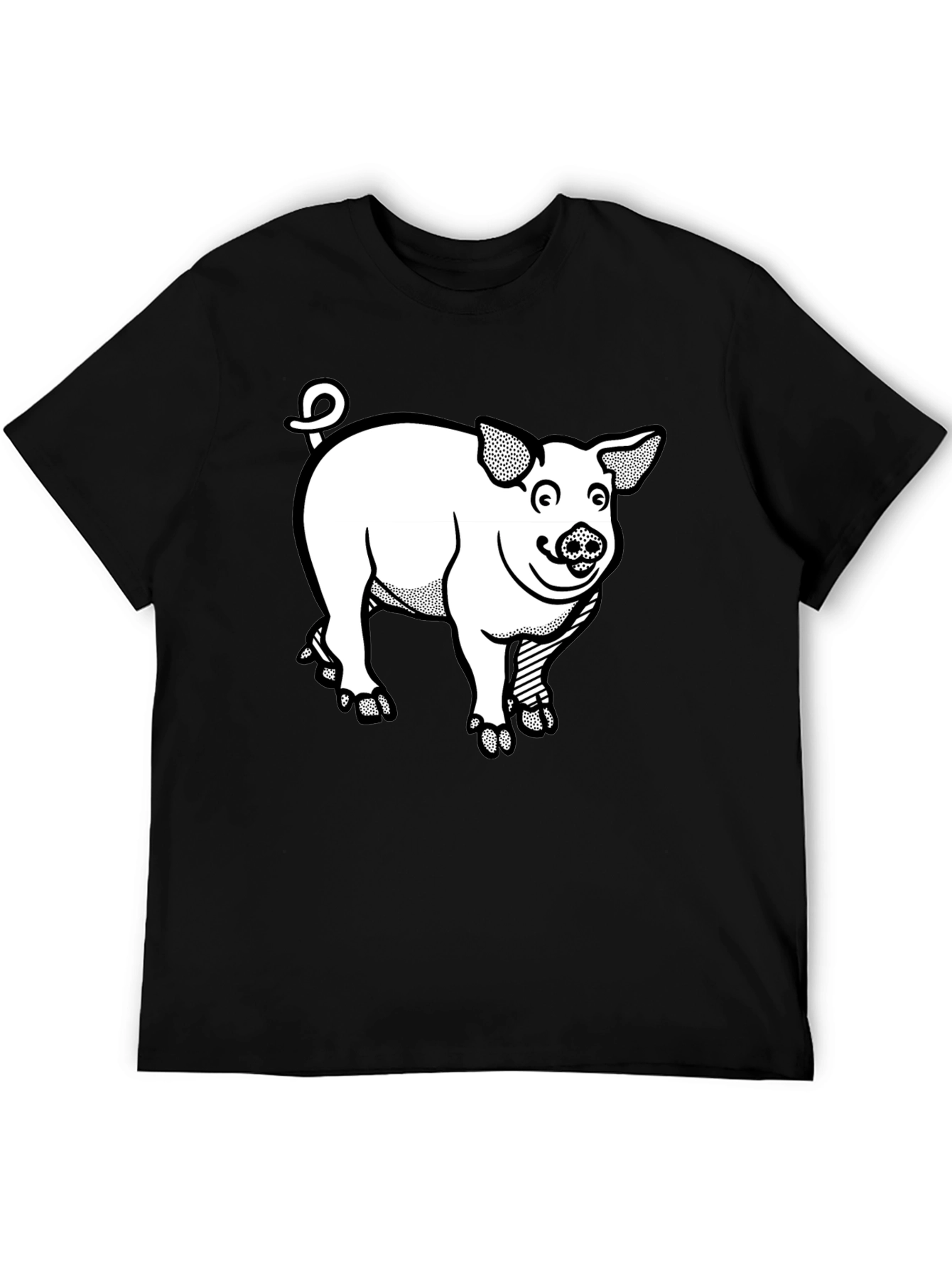 Pig Graphic T-Shirt - Black Crew Neck Tee