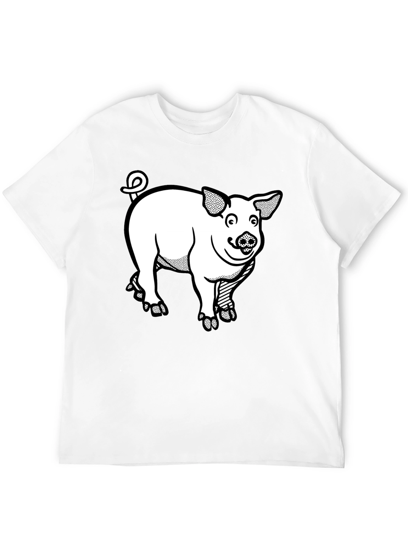 Pig Graphic T-Shirt - Black Crew Neck Tee