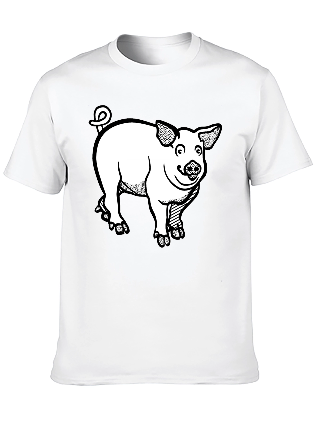 Pig Graphic T-Shirt - Black Crew Neck Tee