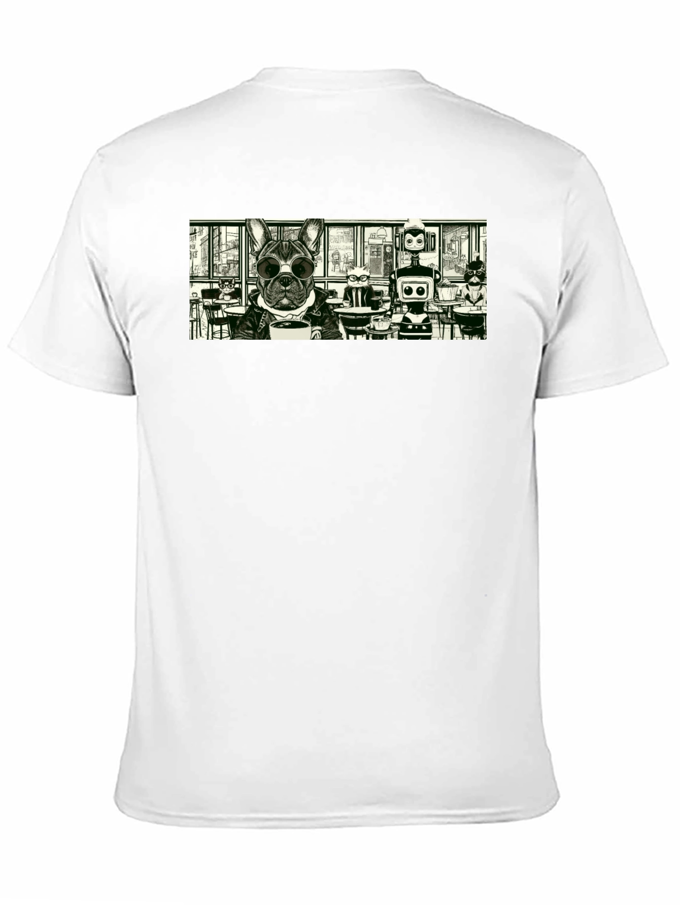 Dog & Robot Cafe T-Shirt - Cool Graphic Tee