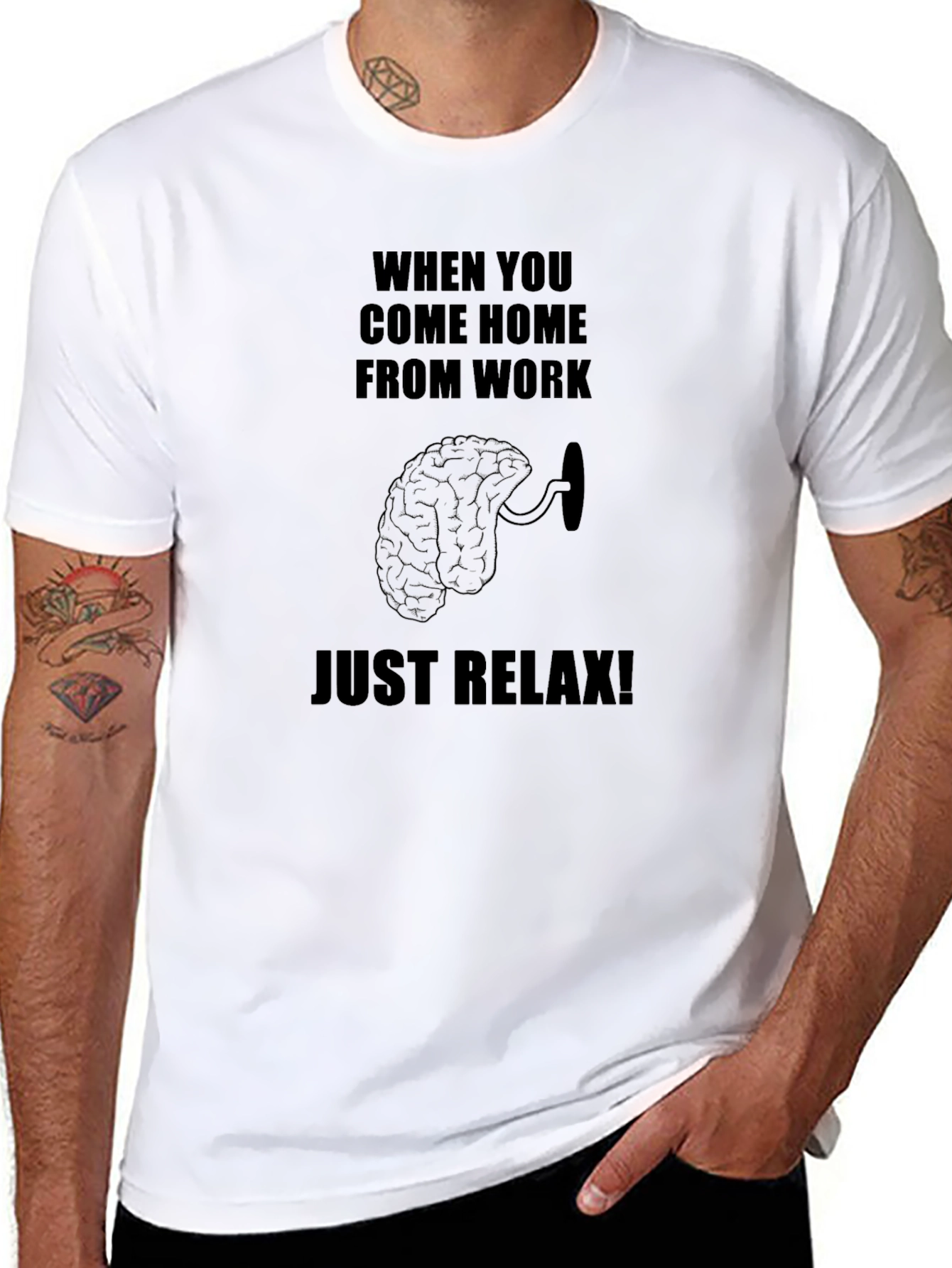 Relax After Work Brain Black T-Shirt