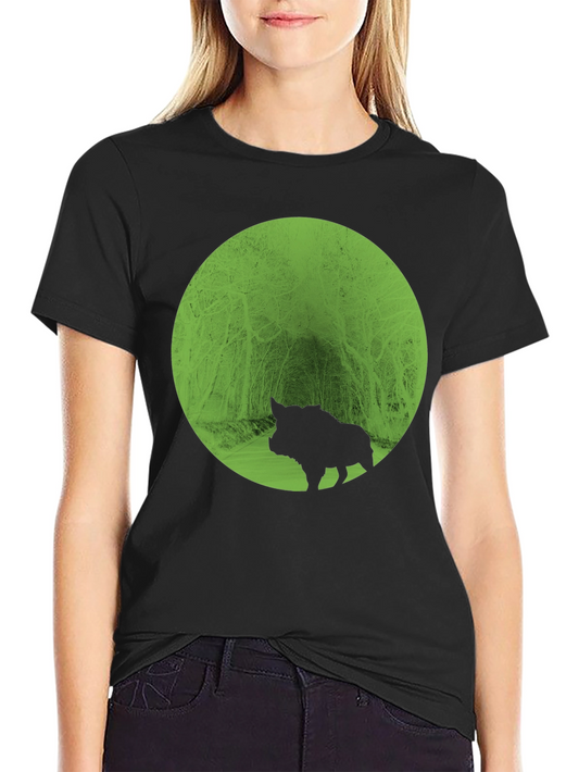 Boar Silhouette Forest Graphic Tee - Black