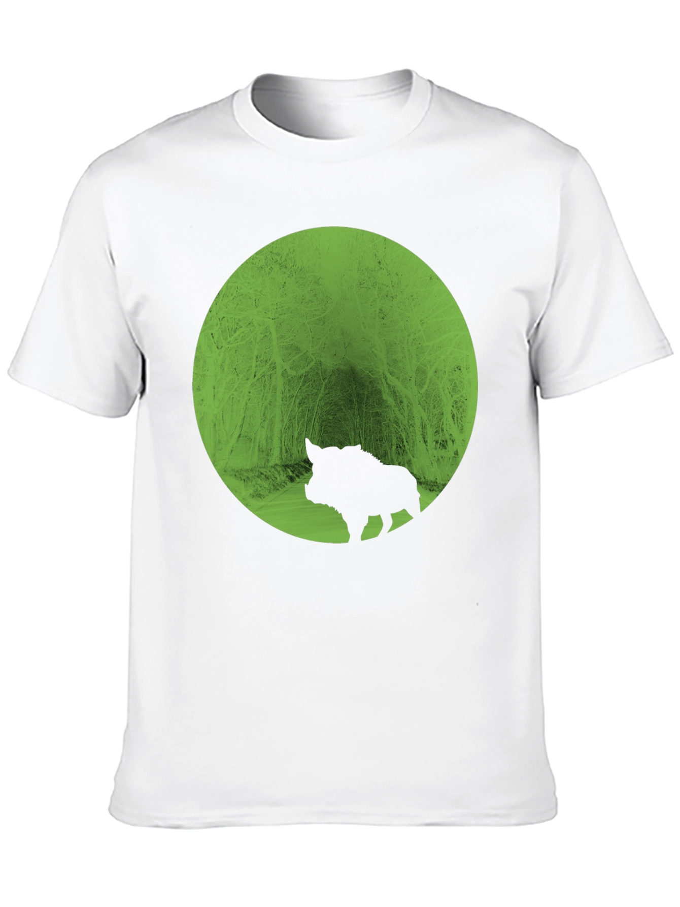 Boar Silhouette Forest Graphic Tee - Black