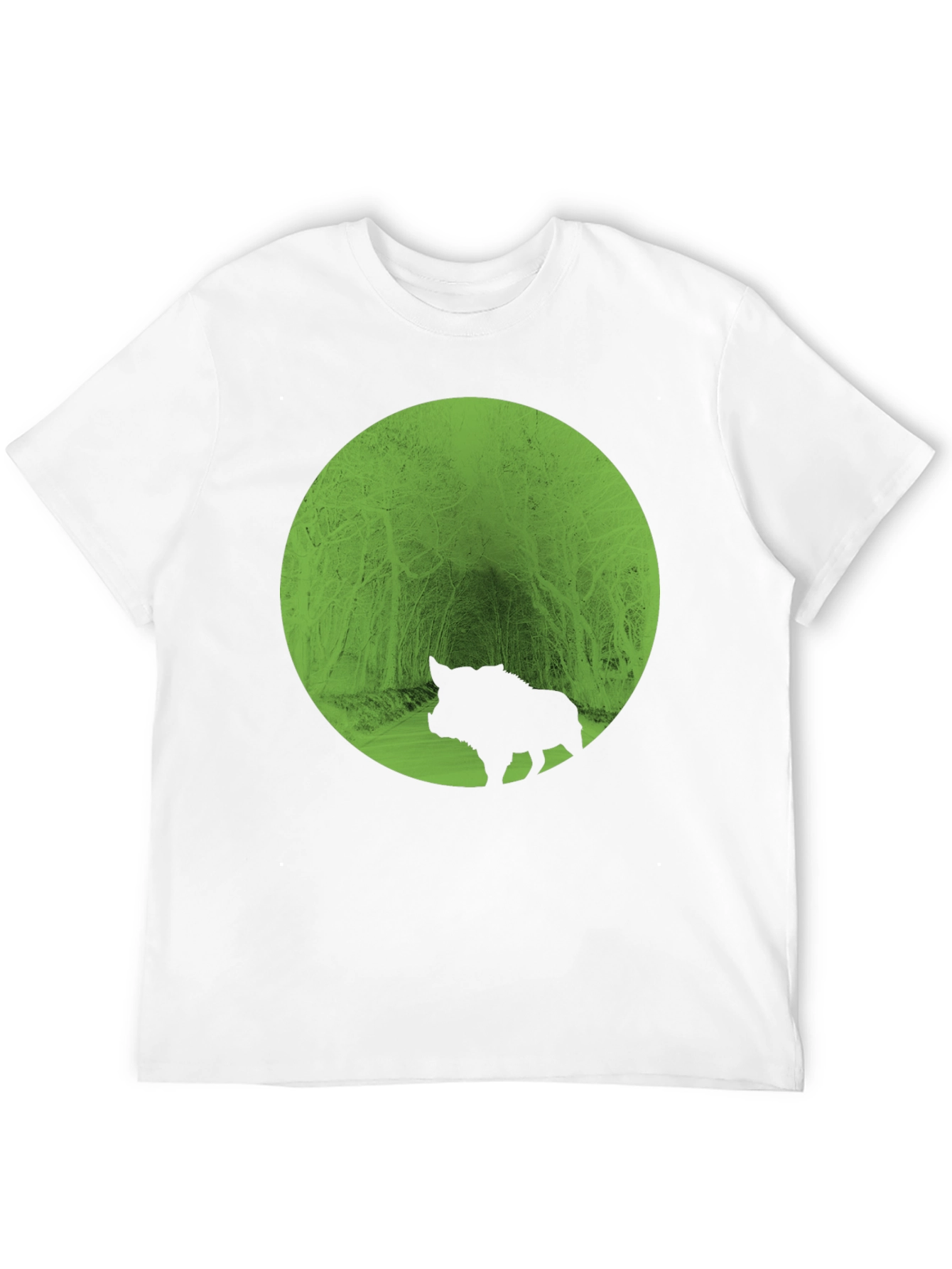Boar Silhouette Forest Graphic Tee - Black