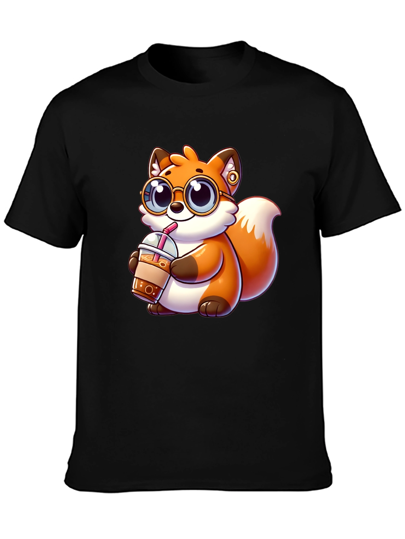 Fox Drinking Iced Coffee Graphic Tee