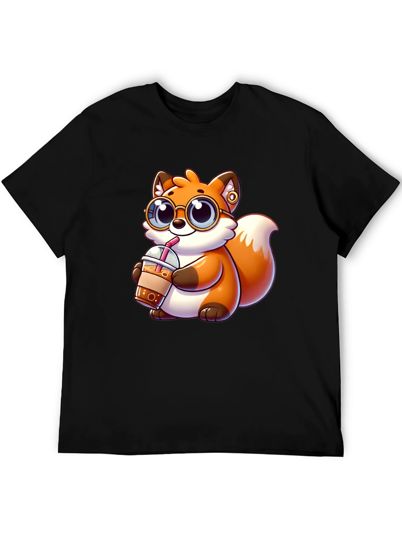 Fox Drinking Iced Coffee Graphic Tee