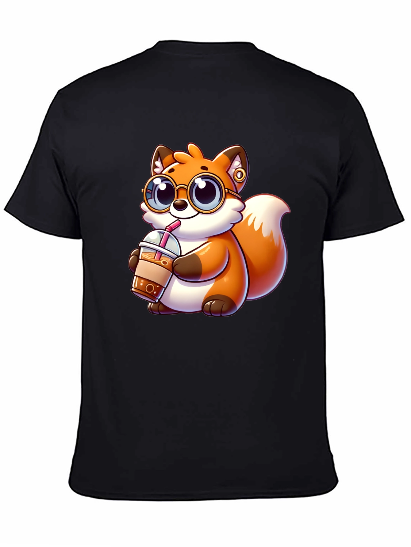 Fox Drinking Iced Coffee Graphic Tee