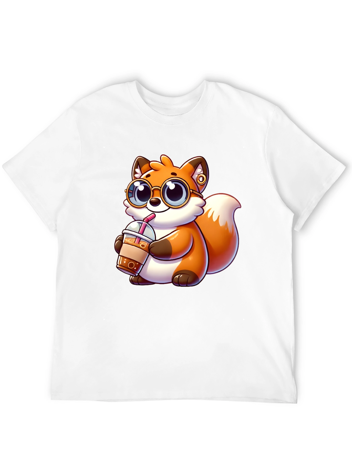 Fox Drinking Iced Coffee Graphic Tee