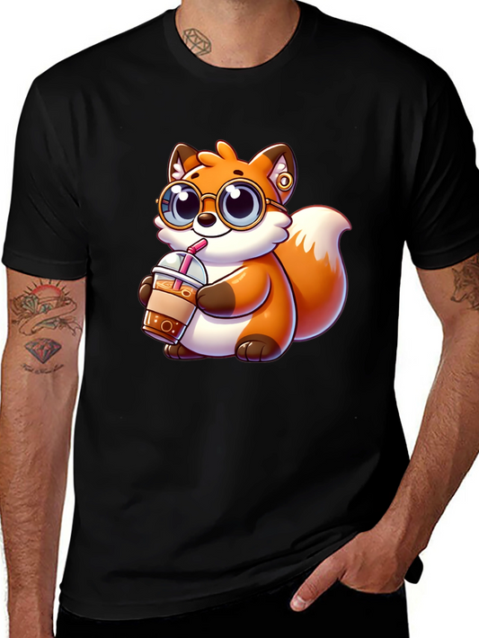 Fox Drinking Iced Coffee Graphic Tee