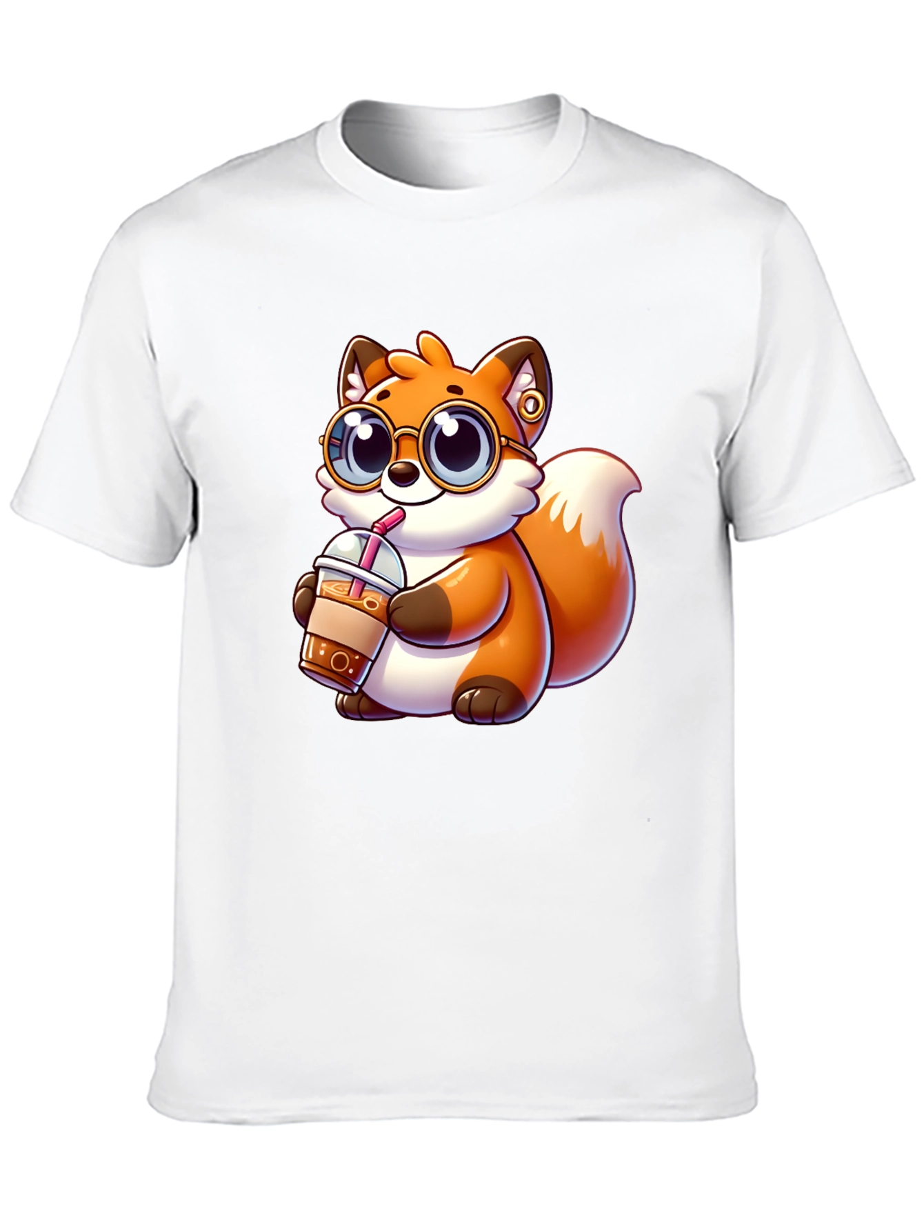 Fox Drinking Iced Coffee Graphic Tee
