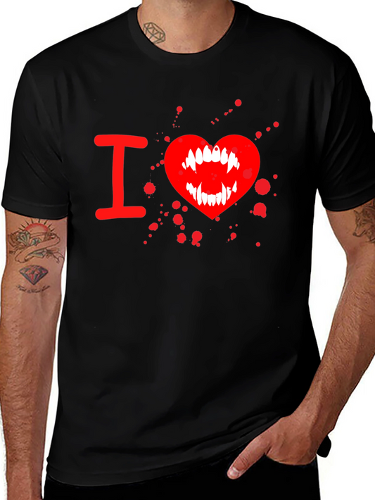 I Heart Vampire Fangs Tee - Black Cotton Graphic T-Shirt