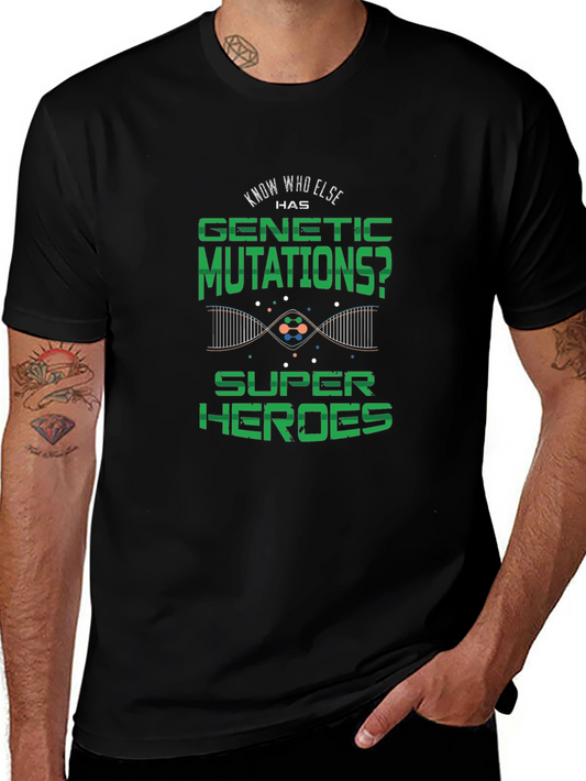 Genetic Mutations Super Heroes Black T-Shirt