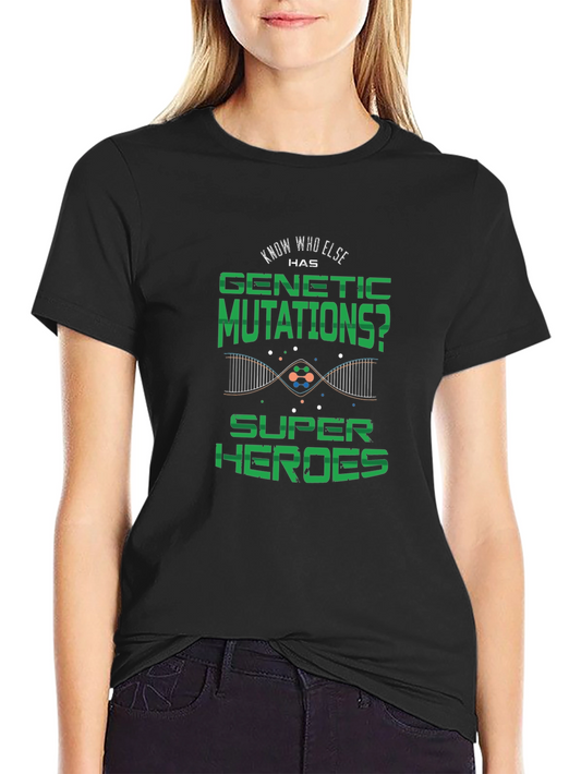 Genetic Mutations Super Heroes Black T-Shirt
