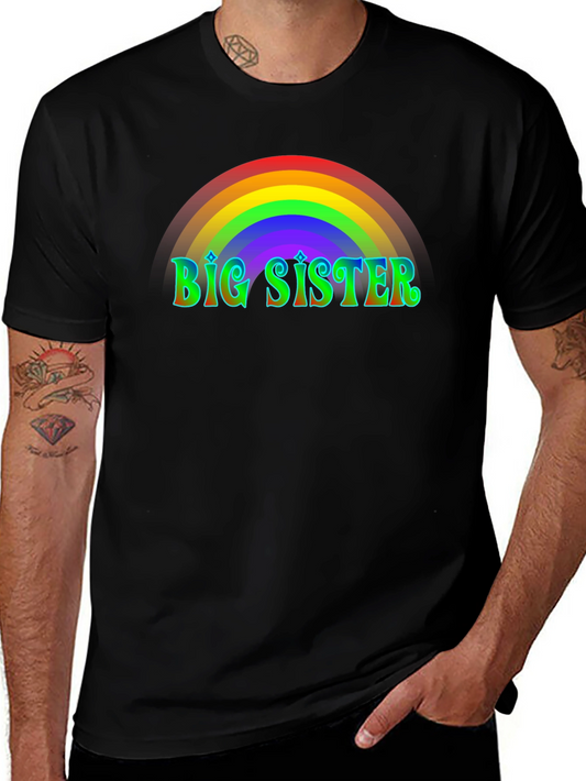 Big Sister Rainbow T-Shirt - Black Cotton Tee