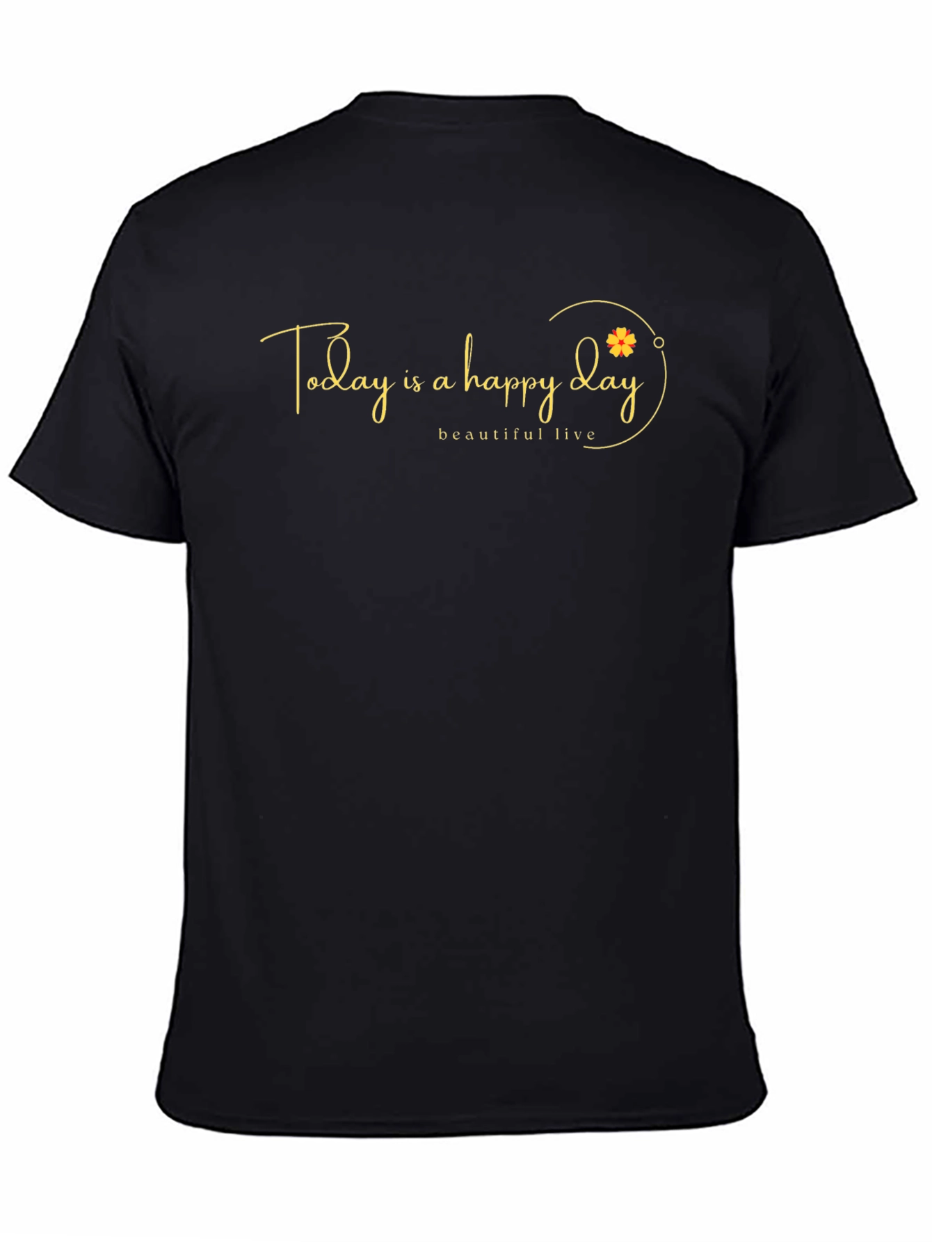 Happy Day Black Graphic T-Shirt - Positive Vibes