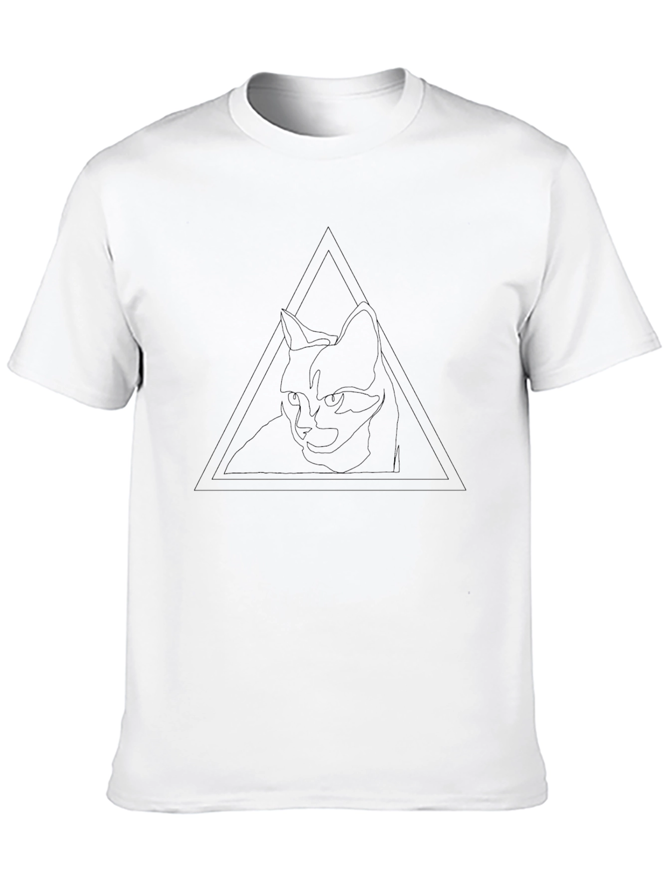 Abstract Cat Triangle Graphic Tee - Black