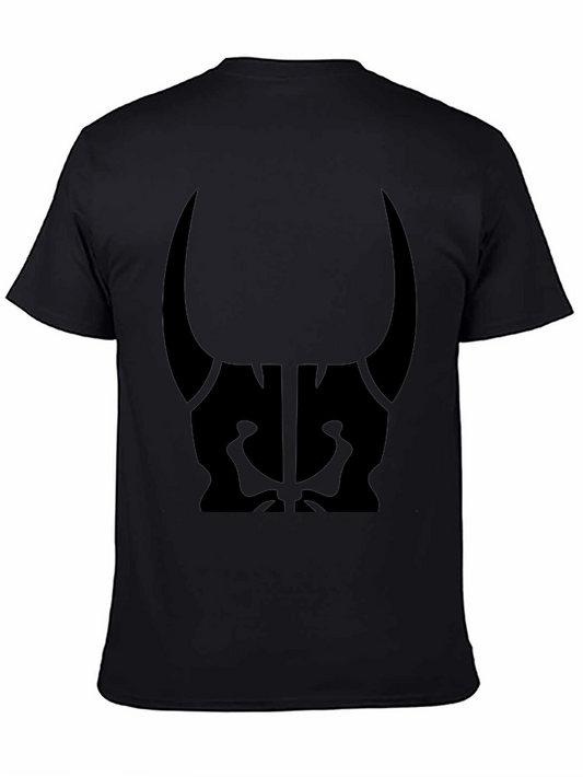 Mens Black Graphic Tee - Bull Skull Design